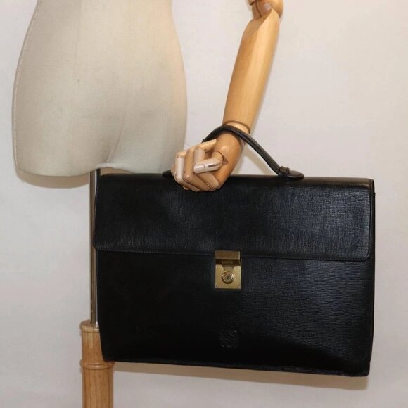 LOEWE Anagram Hand Bag Leather Black Auth - Picture 14 of 16